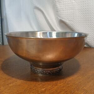 Vtg International Decorative Footed 18-8 Stainless Bowl 7.25"Wx3.5"T 3"‎ Base